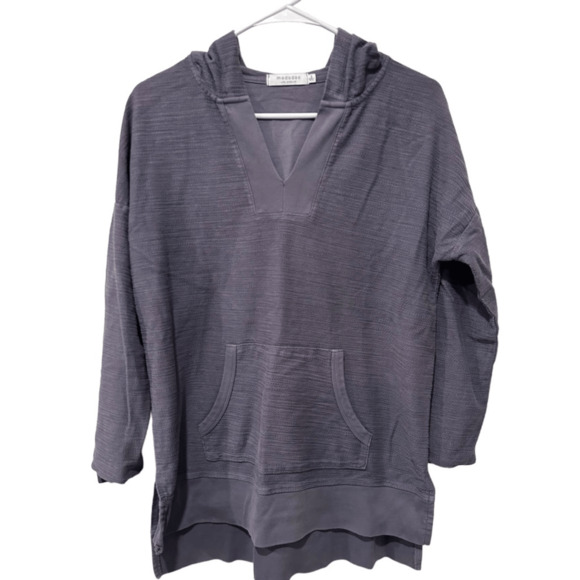Mododoc Los Angeles Gray Pop Over Tunic Top Jersey Knit Size S Oversized Relaxed - Picture 1 of 9